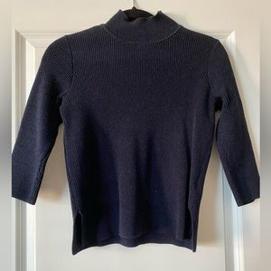 Ganni Navy Blue Women’s Turtleneck 3/4 Sleeve Sweater Size XS